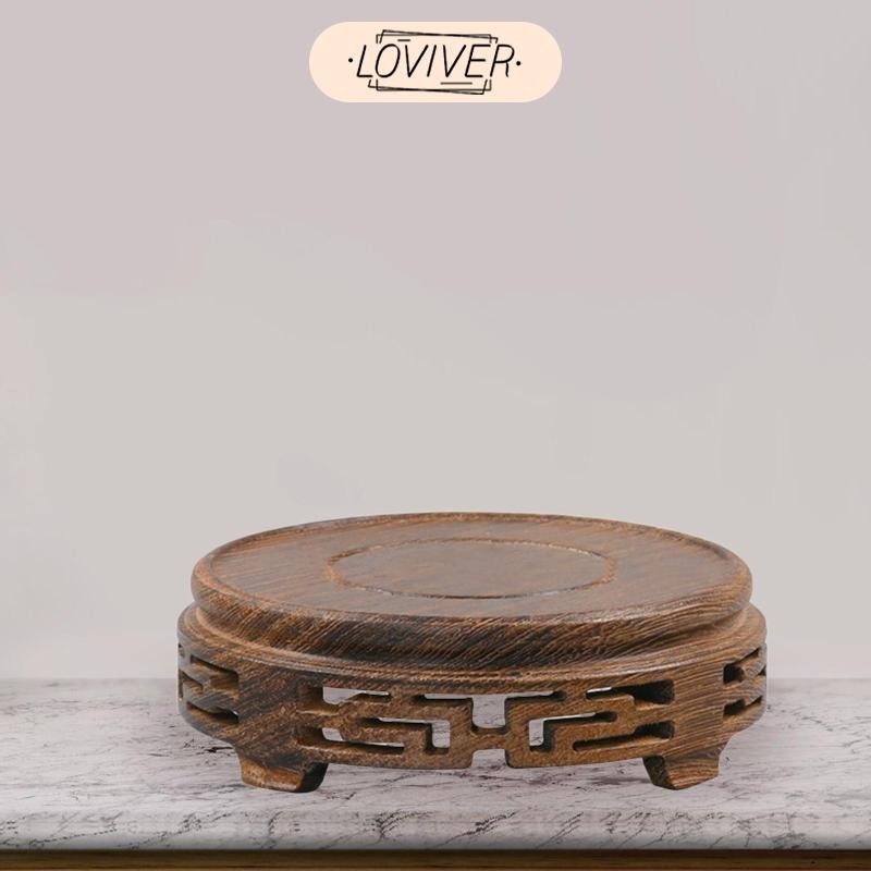 LOVIVER เครื่องประดับยืนแสดงรอบไม้ชาวไร่ยืนชามปลาแท่นกระถา รูปที่ 8