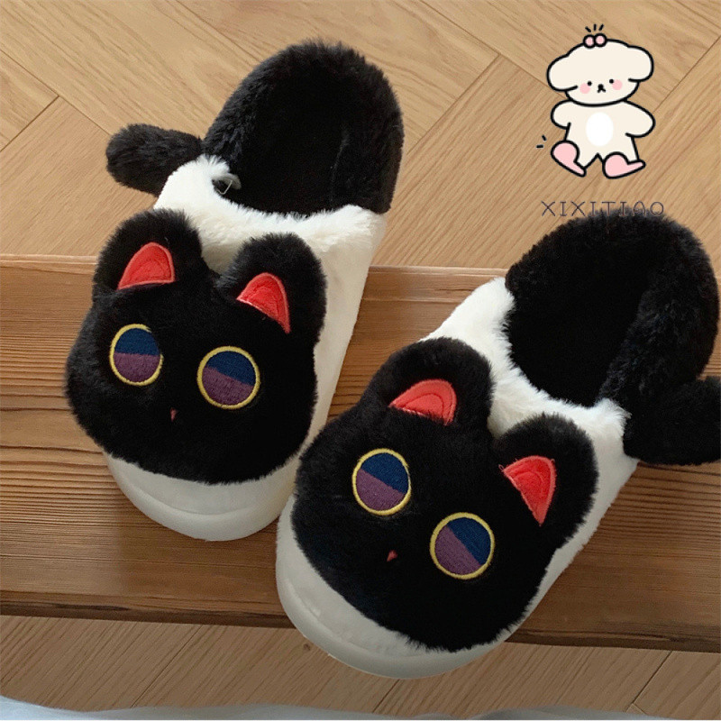 Xixtiao รองเท้าแตะผ้าฝ้ายฤดูหนาว Soft Sole รองเท้าบ้านหญิงน่ารัก Plush Keep Warm