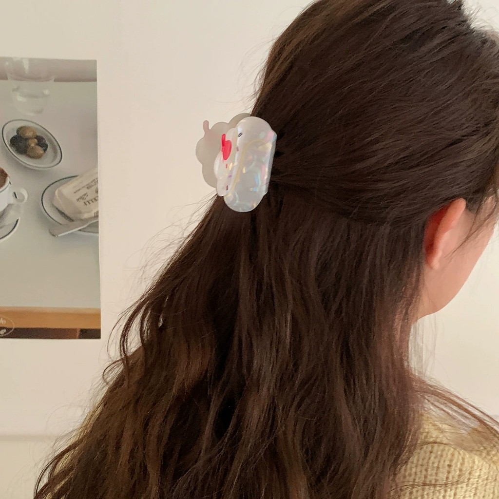 ✨✨✨ส่งฟรี ✨✨✨Ins สาวเกาหลีครีมเค้กคลิปฉลามอารมณ์หวานกิ๊บเรียบง่าย Barrette ผู้หญิงแฟชั่น Retro Accessiies - รูปที่ 2