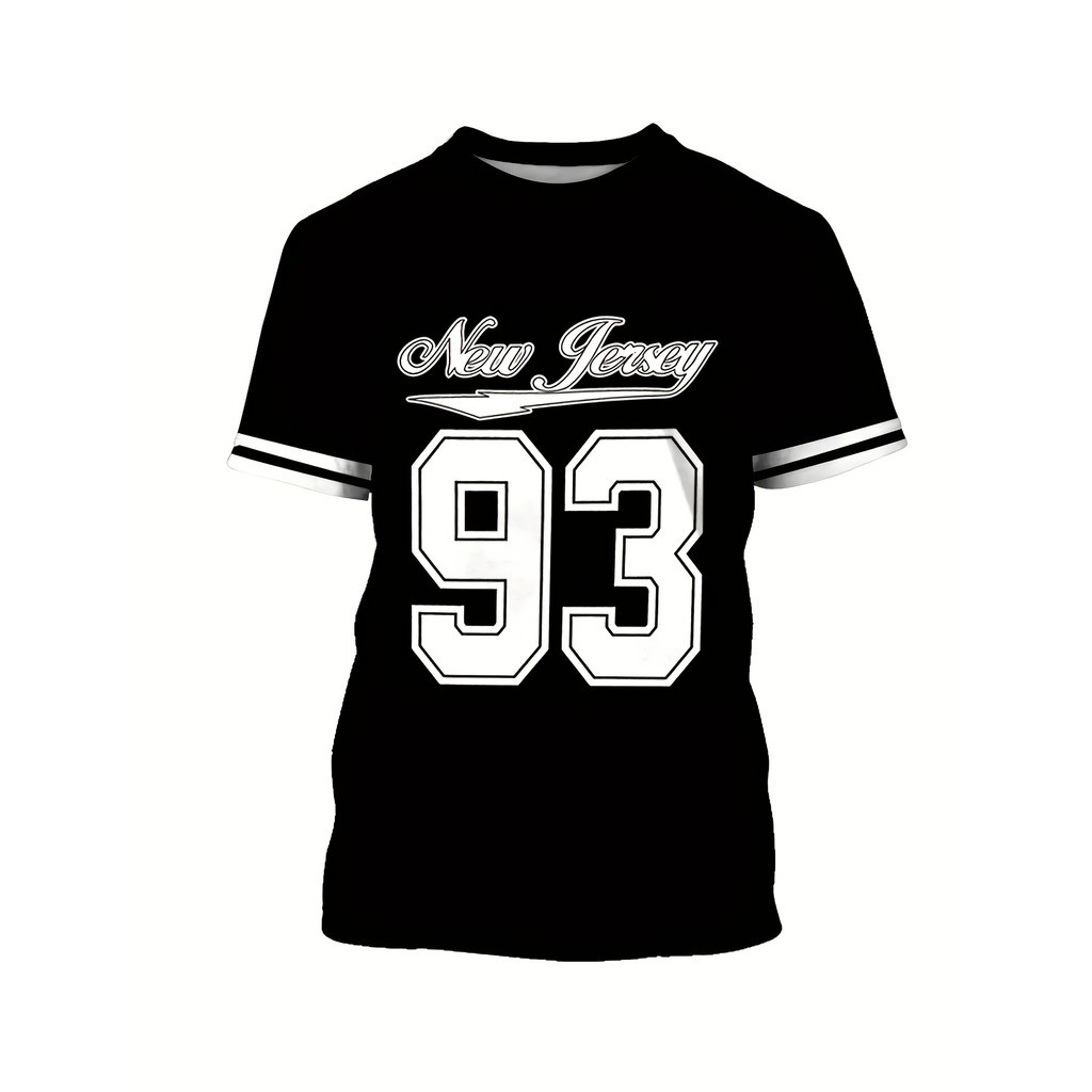 Cool Mens เสื้อยืด 3d พิมพ์หมายเลข 93 แขนสั้น Tees Cool Harajuku กลางแจ้ง Top