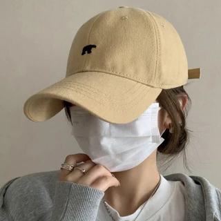 Halo studio พร้อมส่ง🔥หมวกเบสบอลสไตล์เกาหลีสตรี การเย็บปักถักร้อยหมีขั้วโลก bear cap