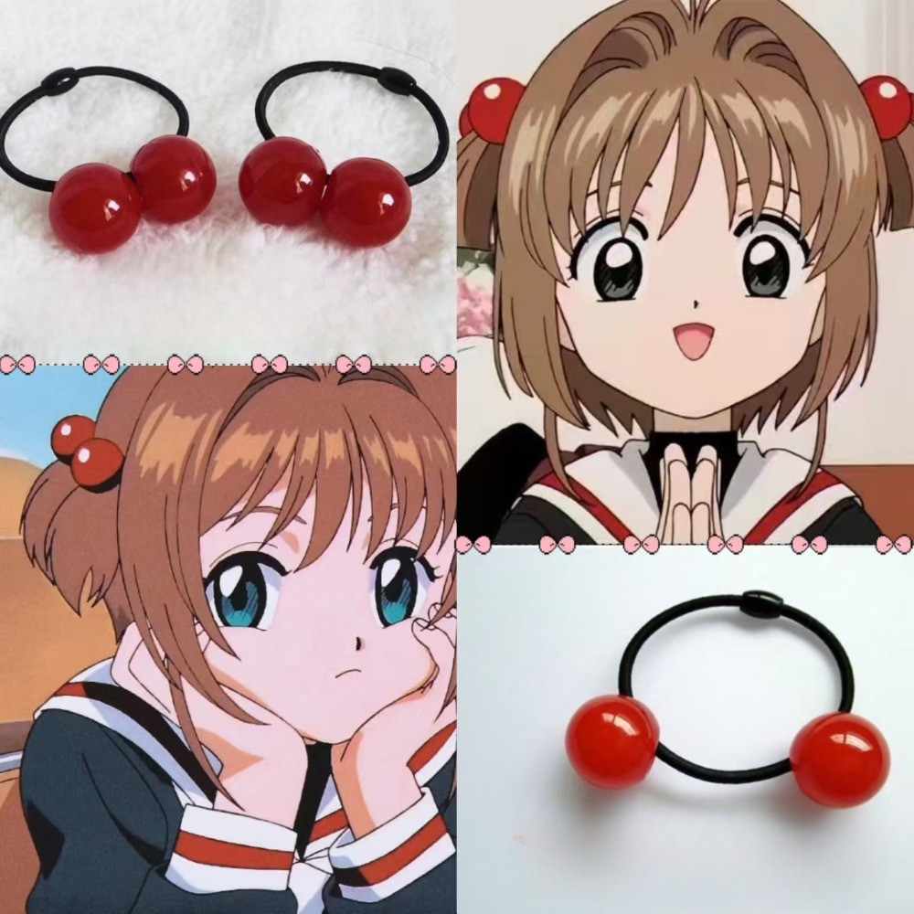 อะนิเมะการ์ด Captor SAKURA ผม Ties KINOMOTO SAKURA Cherry Scrunchies ฮาโลวีนแฟชั่น Man ผู้หญิงคอสเพลย์อุปกรณ์เสริมของขวัญ