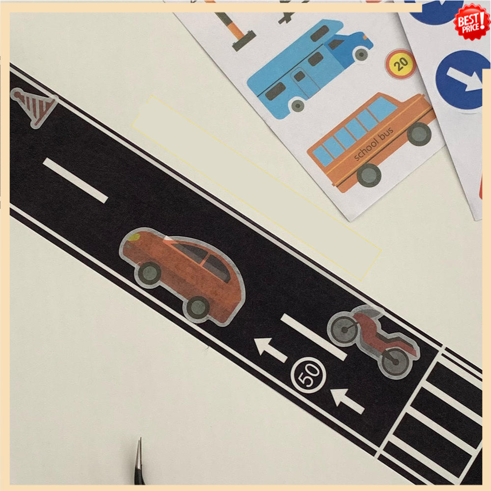 1ชิ้น/5ชิ้น5เมตรที่มีคุณภาพสูงรถไฟโค้งออกแบบกระดาษเทปทําเองถนนการจราจรเทปกาวสมุดฉลากสติกเกอร์ฉากถนนสติกเกอร์ - รูปที่ 3