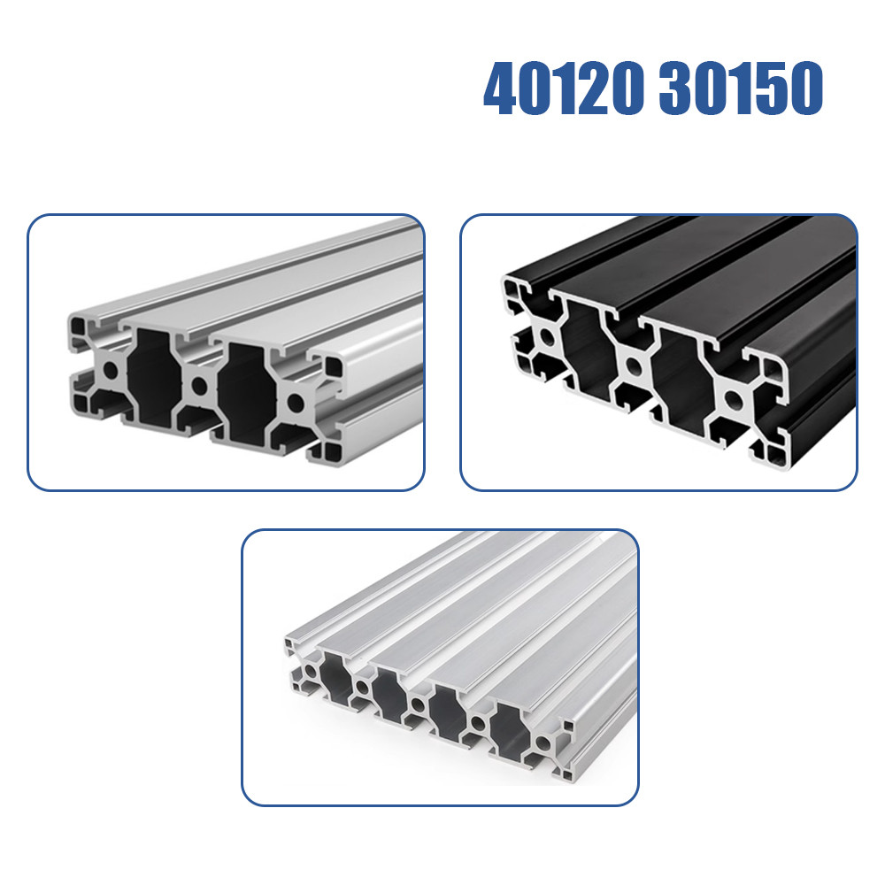 30150 40120 อลูมิเนียมโปรไฟล์การอัดขึ้นรูปอโนไดซ์เงิน/สีดำ มาตรฐานยุโรป รางเชิงเส้น ยาว 200mm-1400mm กรอบ DIY