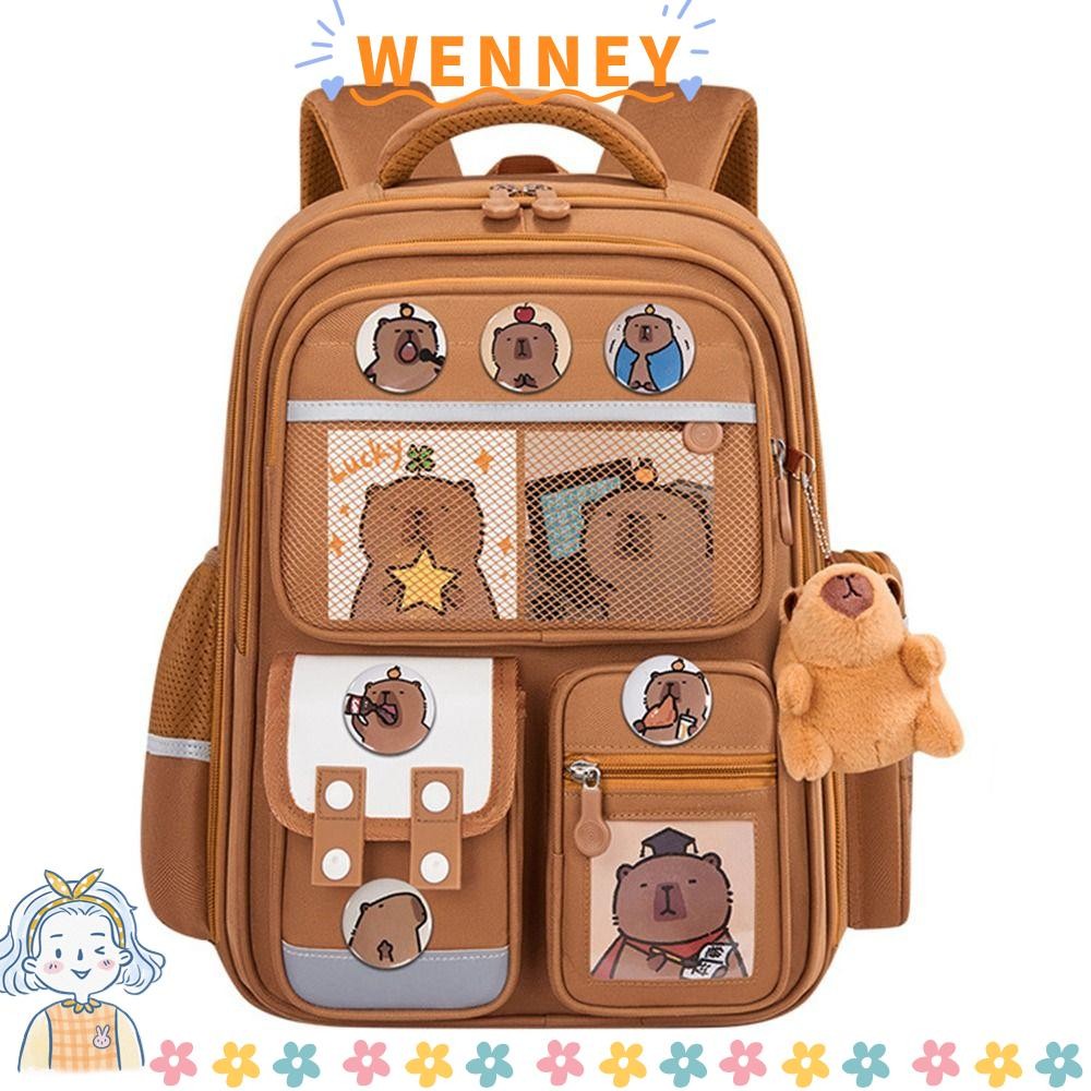 Wenney กระเป๋าเป้คาปิบาร่า กระเป๋านักเรียนกันน้ำความจุขนาดใหญ่