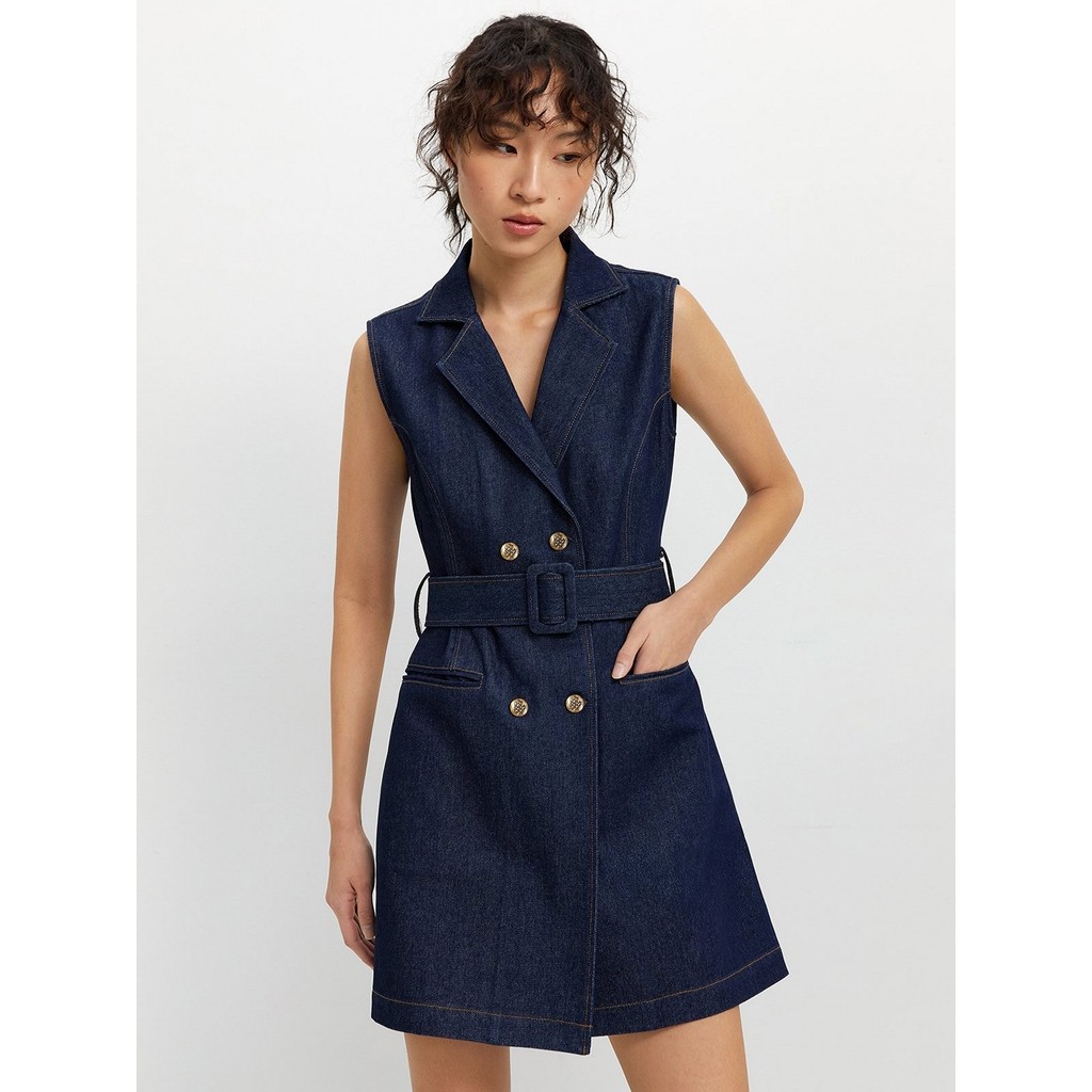 [Pomelo] เดรสผ้ายีนส์แต่งเข็มขัด / Belted Denim Dress
