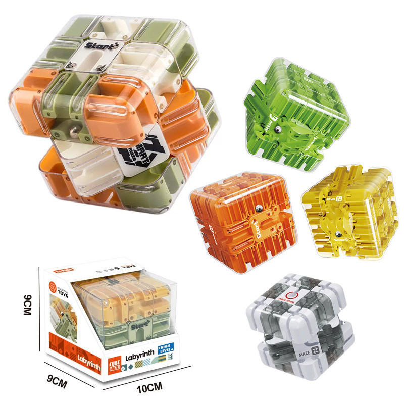 3D Maze Magic Cube ก้อนโปร่งใสปริศนา Rolling Ball Maze ของเล่นการคิดเชิงตรรกะของเล่นเพื่อการศึกษาสร้างสรรค์สําหรับเด็ก
