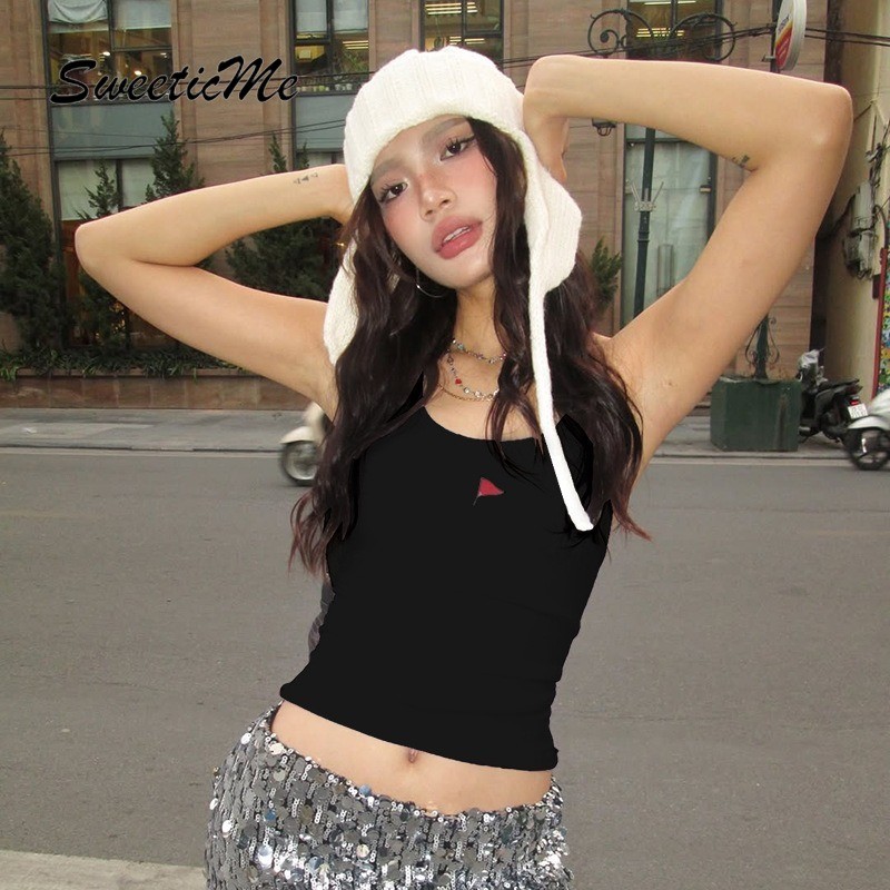 SweeticMe Womens 2025 แฟชั่นใหม่ Sweet Slim Fit Street Halter Tank Tops Camisole ราคา ถูกที่สุด ดีลบีเคเค แกลเลอรีภาพที่ 2