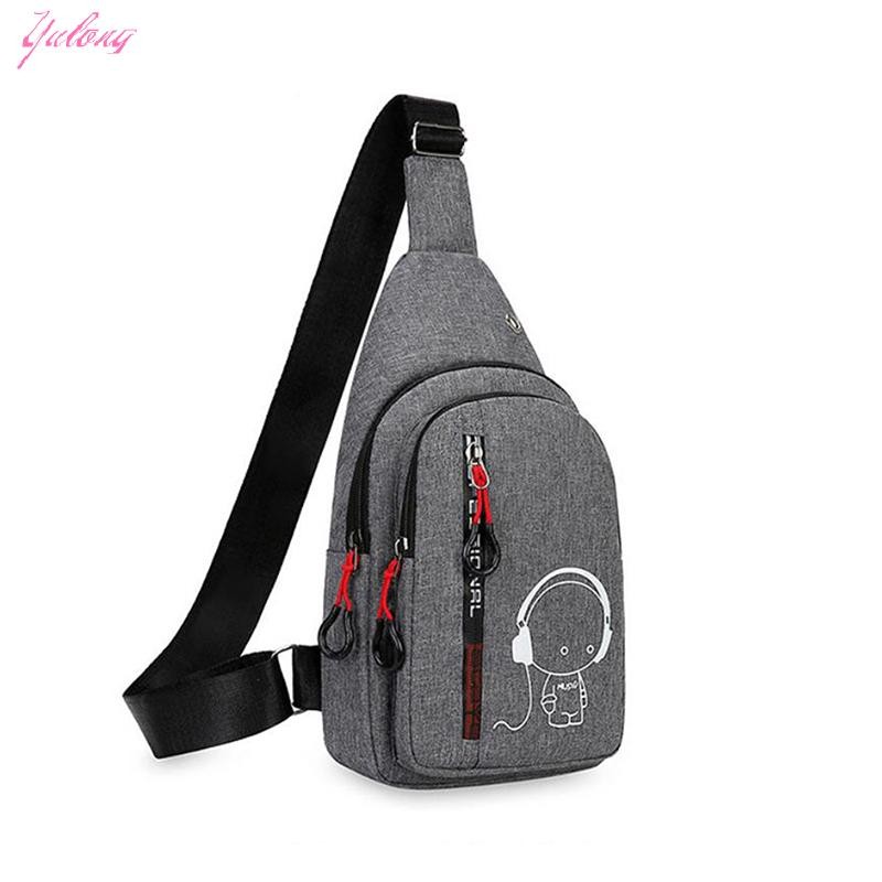 [Yulong] With Night Light MensChest Bag Casual Fashion Shoulder Crossbody Bag Outdoor Small Backpack TH
