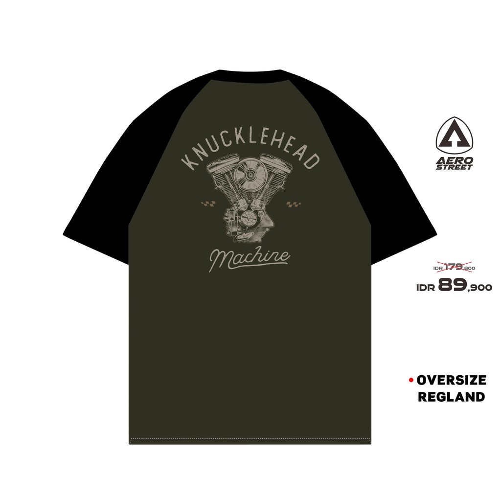 HIJAU Aerostreet T Shirt Boxy Reglan Knuckle Black Army Green T Shirt AACAA