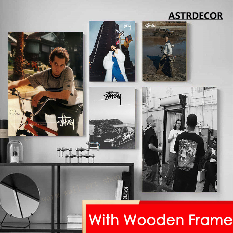 (พร้อมกรอบ) ย้อนยุคสไตล์ฮ่องกงหล่อแข่งรถจักรยานยนต์โปสเตอร์ภาพวาดตกแต่งห้องพร้อมกรอบผ้าใบจิตรกรรม