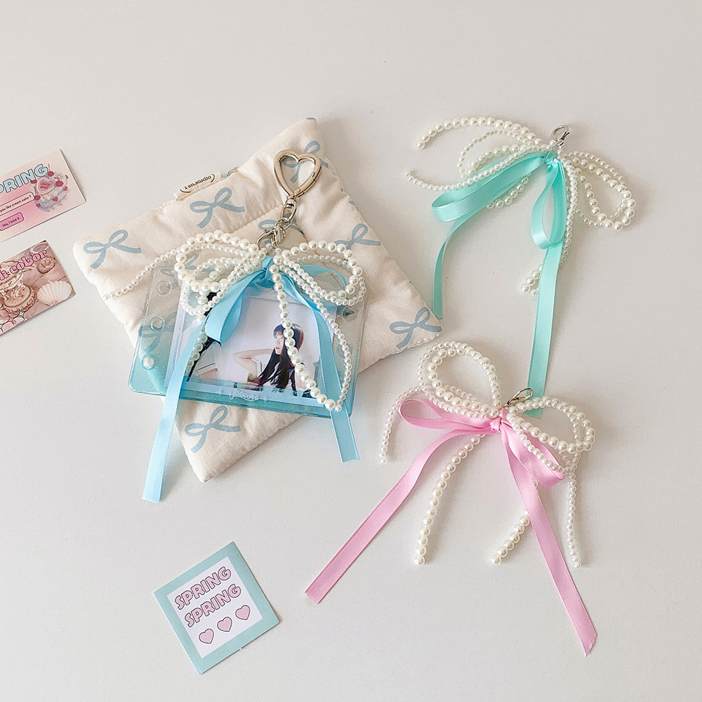 อิน เวอร์ชั่นเกาหลีริบบิ้นโบว์มุกโซ่จี้บัลเล่ต์สไตล์พวงกุญแจ