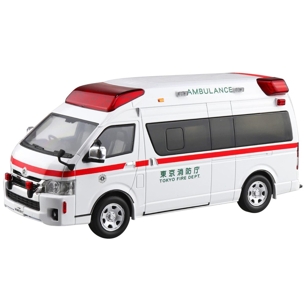 Aoshima Bunka Kyozai 1/32 Rakupra Snap Kit No.02-HM Toyota HiMedic Ambulance Pre-painted Plastic Mod