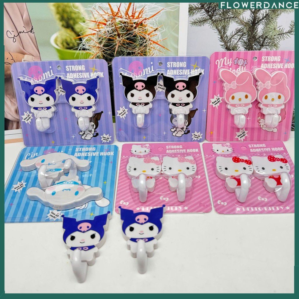 ตะขอติดด้วยตนเอง Sanrio 2 ชิ้นสำหรับใช้ในบ้าน Kuromi การ์ตูนน่ารักสามมิติ ติดโต๊ะ ตะขอตกแต่งห้องครัว ห้องนั่งเล่น จัดส่งรวดเร็ว