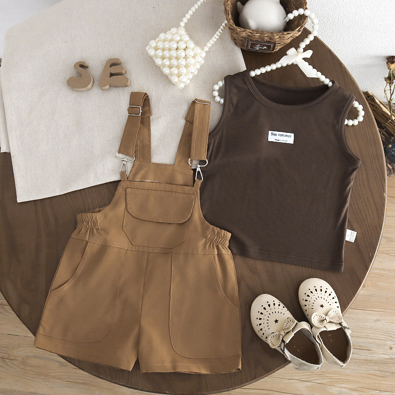ฤดูร้อนใหม่เด็กสาวเสื้อผ้าเด็กวัยหัดเดินแฟชั่นเด็กทารก Causal Jumpsuit ชุด T เสื้อ Overalls กางเกง 2 ชิ้น/เซ็ต