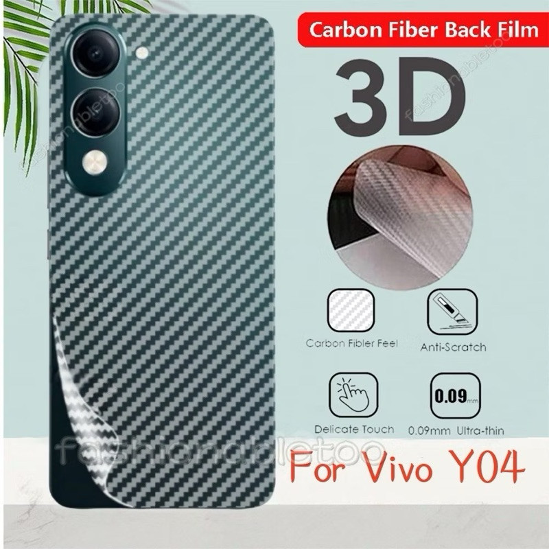 ฟิล์มหลังเทพล่า สำหรับ Vivo V70FE V70 V60 V50 V50Lite V40 V30 Y04 4G Y39 5G Y29 ฟิล์มกันรอยคาร์บอนไฟเบอร์แบบด้าน