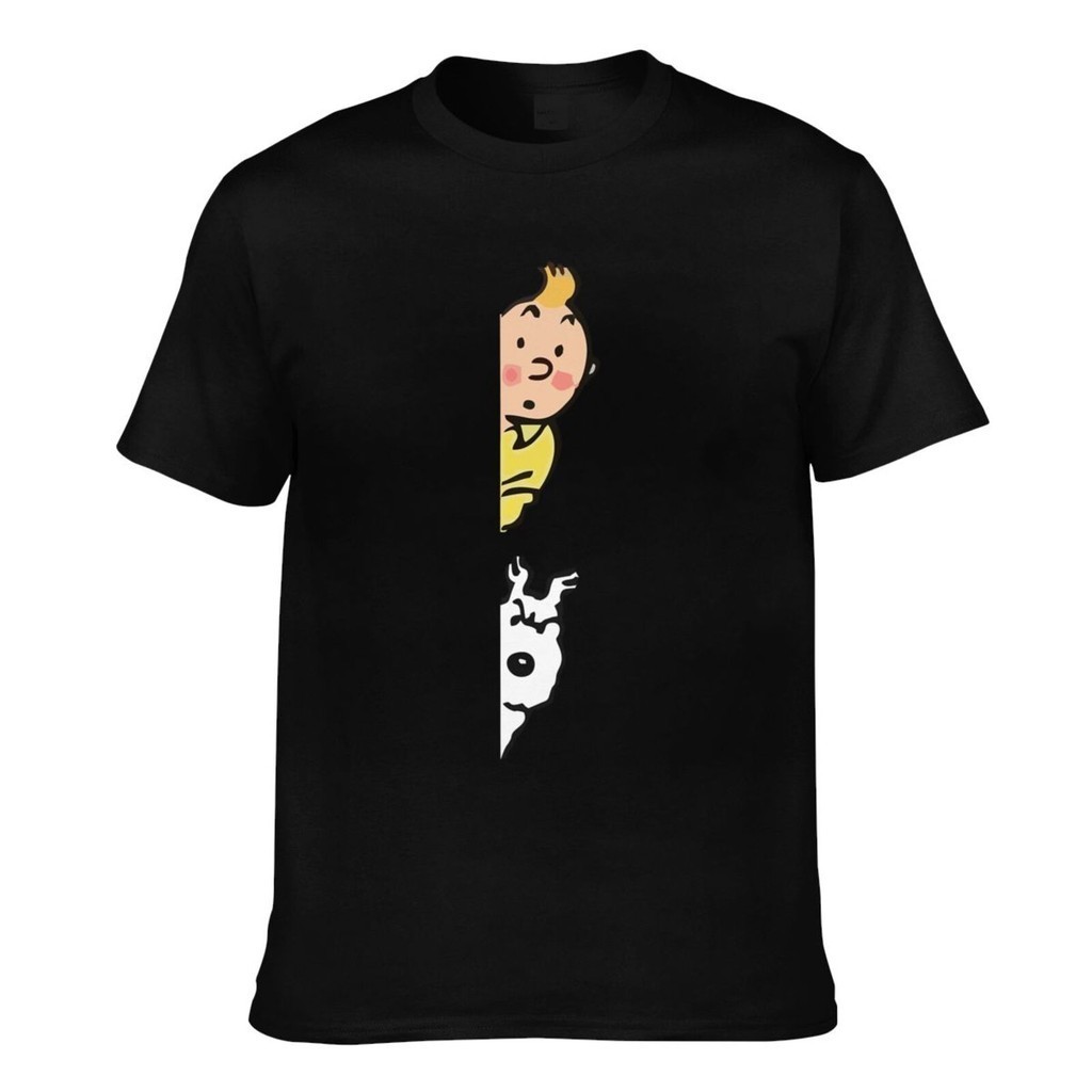 Tintin และ Snowy The Adventures Of Tintin สวมใส่สบายเสื้อยืดบุรุษสร้างสรรค์