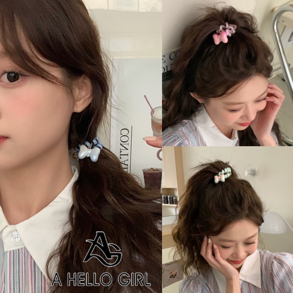 A HELLO Girl ยางรัดผม ลายคลื่นน้ํา สไตล์เกาหลี สําหรับผู้หญิง