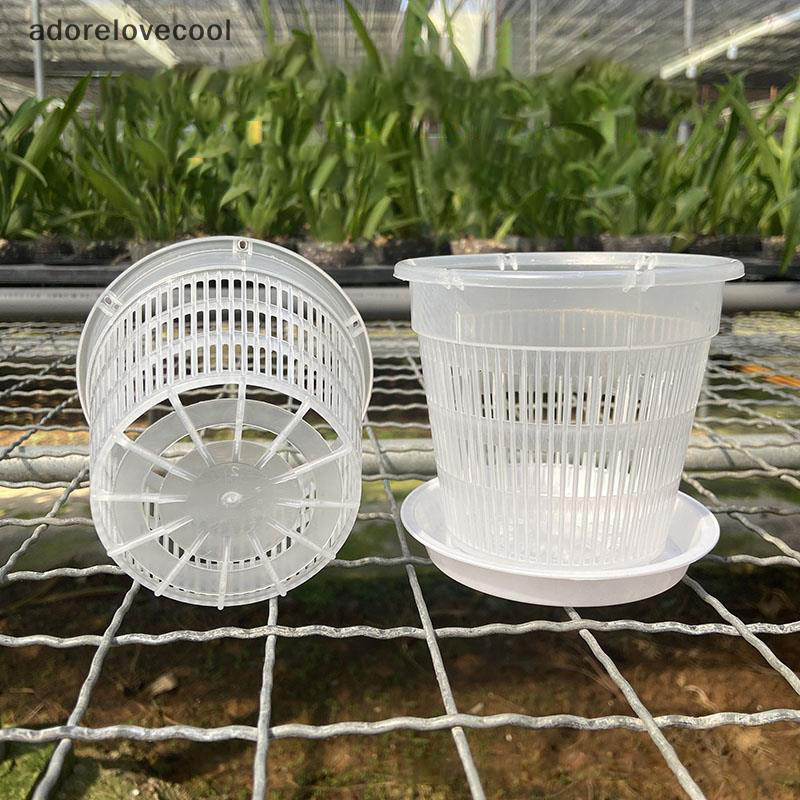 Adth กระถางดอกไม้พลาสติกใส ระบายอากาศ ขนาด 11 ซม. 14 ซม. สําหรับปลูกกล้วยไม้ ดอกไม้