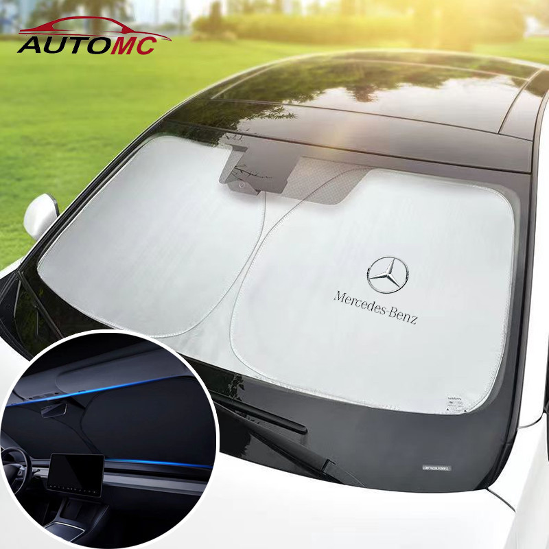 Mercedes Benz ร่มบังแดดหน้ารถ ร่มกันแดดในรถ กันUV ม่านบังแดด บังแดด ป้องกันแสงแดด สะท้อนแสงแดด บังแดดรถยนต์ สำหรับ ใช้ได้กับBenz EQS EQA EQC Series A E S C CLA EQE CLS GLA GLC GLB