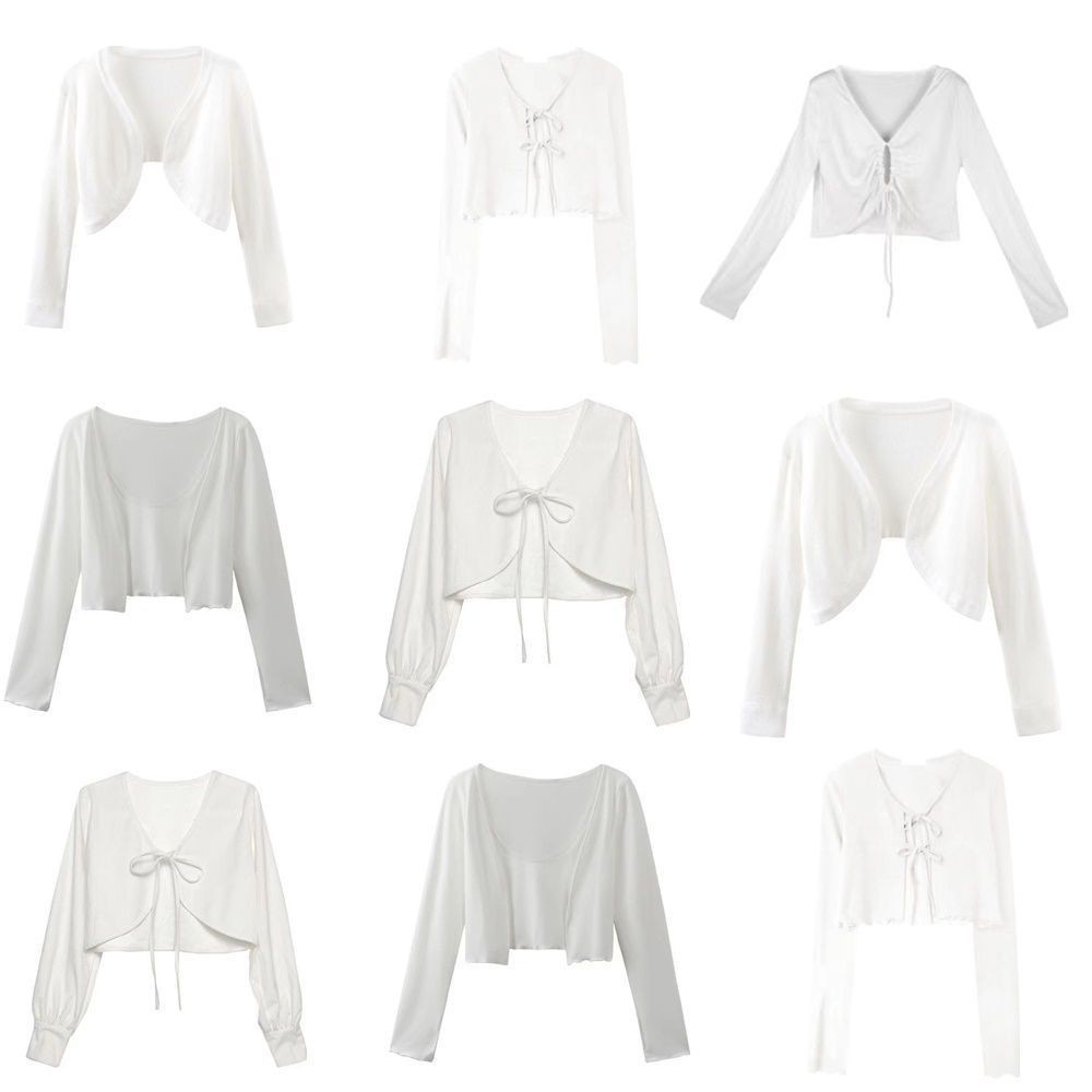 เสื้อคลุมกันแดด แบบบาง สีขาว แฟชั่นฤดูร้อน สําหรับเด็กผู้หญิง