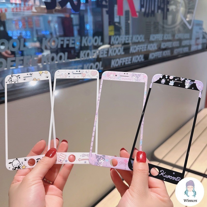 ฟิล์มกระจกนิรภัยกันรอยหน้าจอ ลายการ์ตูน Cinnamoroll 500D สําหรับ IPhone 15 13 12 Pro Max 11 Pro Max Xs XR Xs Max 7 Plus