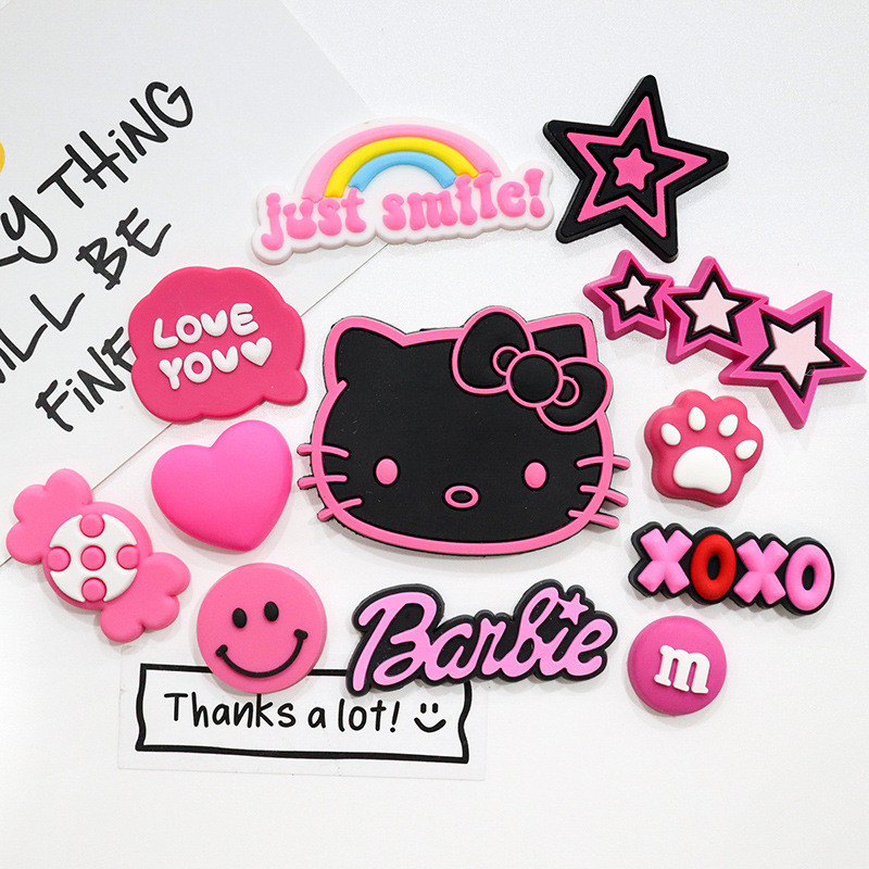ทําเอง รูรองเท้าแพทช์ยางนุ่มสีดําเคทีแมวยางนุ่มแพทช์ตกแต่ง ทําเอง เคสโทรศัพท์กิ๊บอุปกรณ์ตัวอักษรดาวห้าแฉก ทําเอง ยางนุ่มอุปกรณ์ตกแต่ง