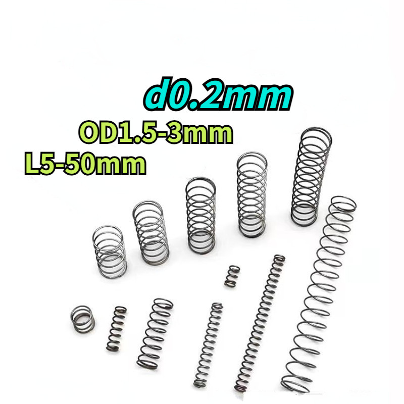 [HNK] สปริงบีบอัด สีเหลือง D0.2 มม. OD1.5 2 2.5 3 มม. L5-50 มม.