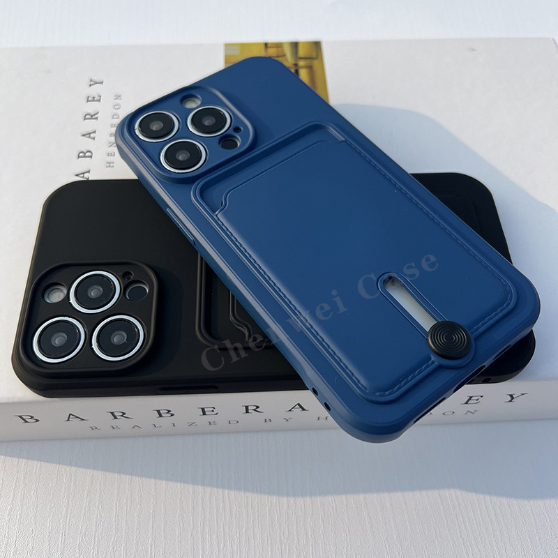 ซิลิโคนนุ่มกรณีที่มีช่องเสียบการ์ดผู้ถือบัตรสนับสนุนสําหรับ ไอโฟน 17โปรแม็กซ์ 16โปรแม็กซ์ 15 14 13 11 X 8พี