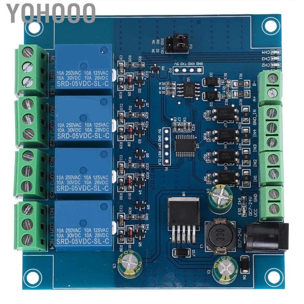 Yohooo Relay Module 4 Channel Switch Input and Output Circuit Control Board Component DC 7-24V