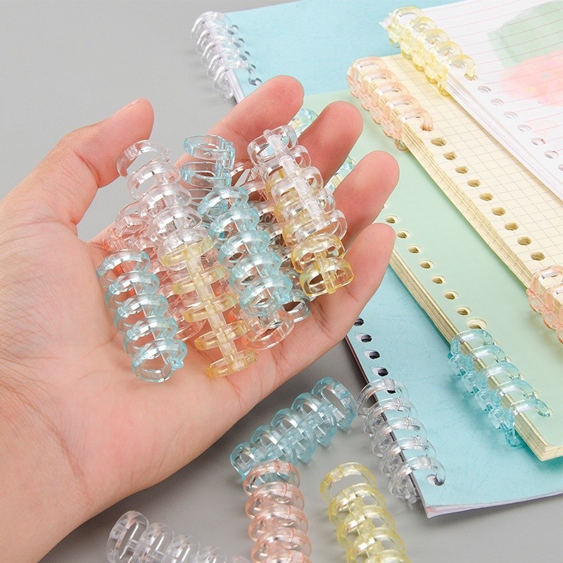 สีสัน 5 หลุมพลาสติกแบ่งส่วนผูกพันคลิปหนังสือคลิปไฟล์พลาสติกสร้างสรรค์