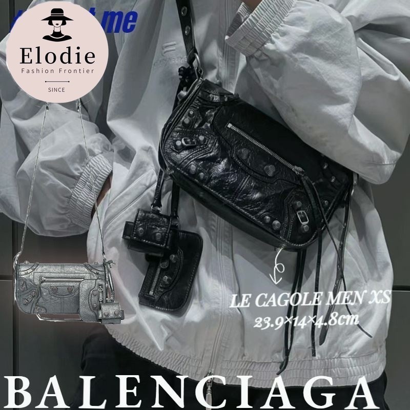 Balenciaga LE CAGOLE ของแท้ กระเป๋าสะพายข้าง แบบฝาพับ สําหรับผู้ชาย XS H9EI