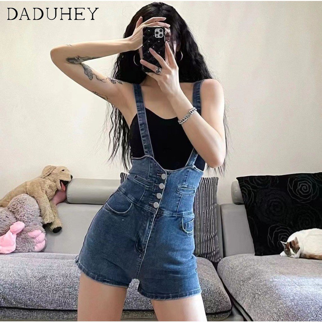 DaDuHey2026 American Retro High Waist Slim Fit Denim Suspender Shorts Women 2026 New Summer Fashion Hot Girl Versatile Hot Pants — صورة 6