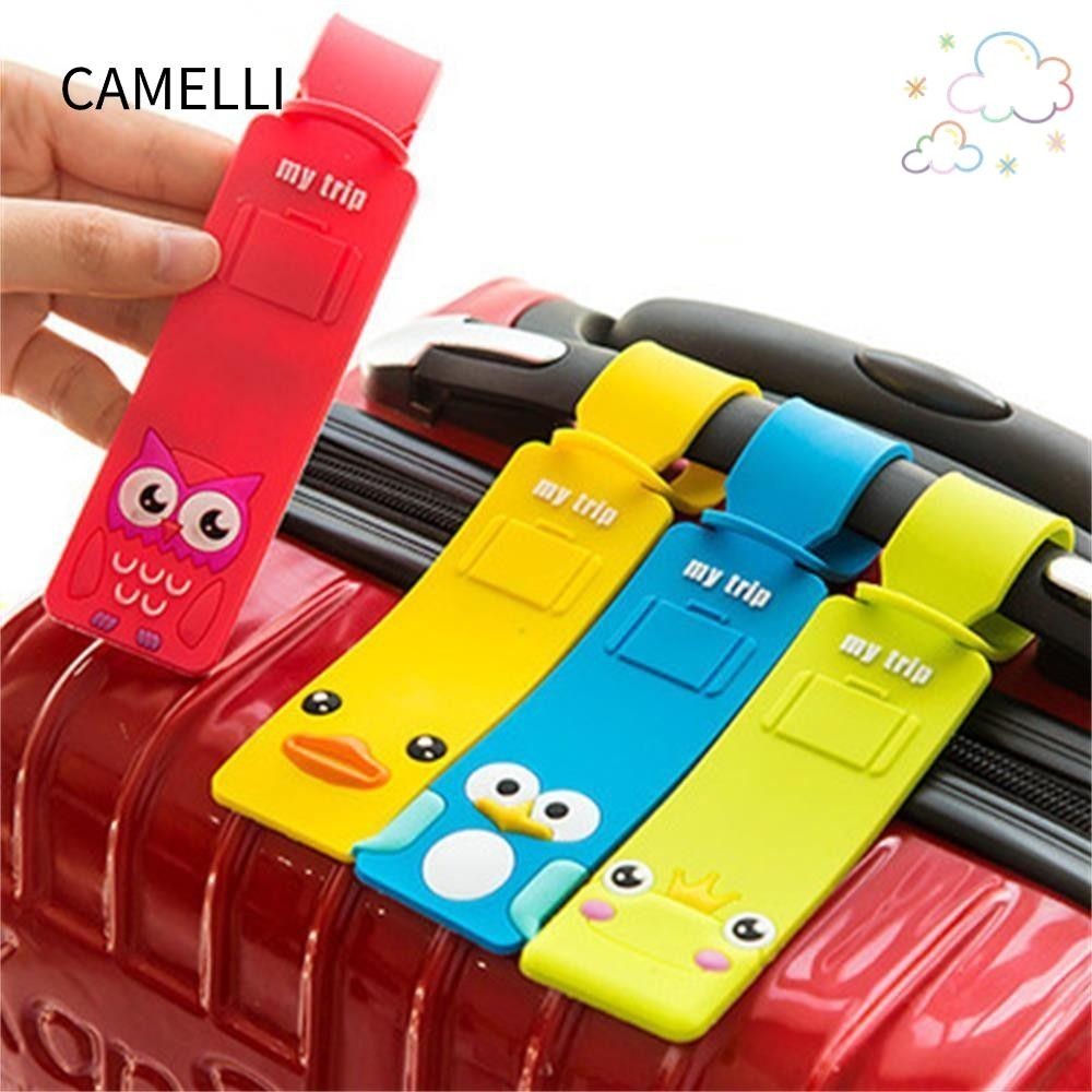 Camelli ป้ายแท็กกระเป๋าเดินทาง ลายการ์ตูน สีแดง อุปกรณ์เสริม สําหรับกระเป๋าเดินทาง
