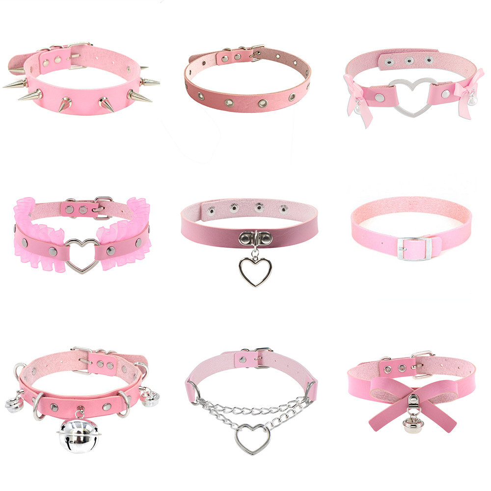เซ ็ กซี ่ สีชมพูหนัง Choker สร ้ อยคอผู ้ หญิงแฟชั ่ นเครื ่ องประดับสร ้ อยคอ Daily Party อุปกรณ ์ เสริม