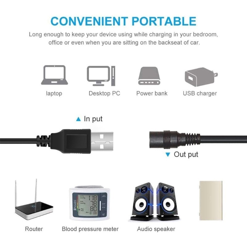 SHI USB5V เป็น DC9V 12V สายแปลง USB เป็น DC9V 12V สายชาร์จพร้อมอะแดปเตอร์ 8 ตัว