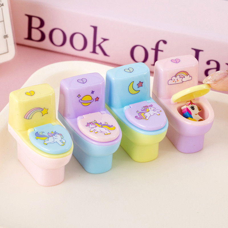 Creative ห ้ องน ้ ํารูปร ่ างดินสอ Sharpener พร ้ อมยางลบเครื ่ องเขียนนักเรียนโรงเรียนอุปกรณ ์ WJ568