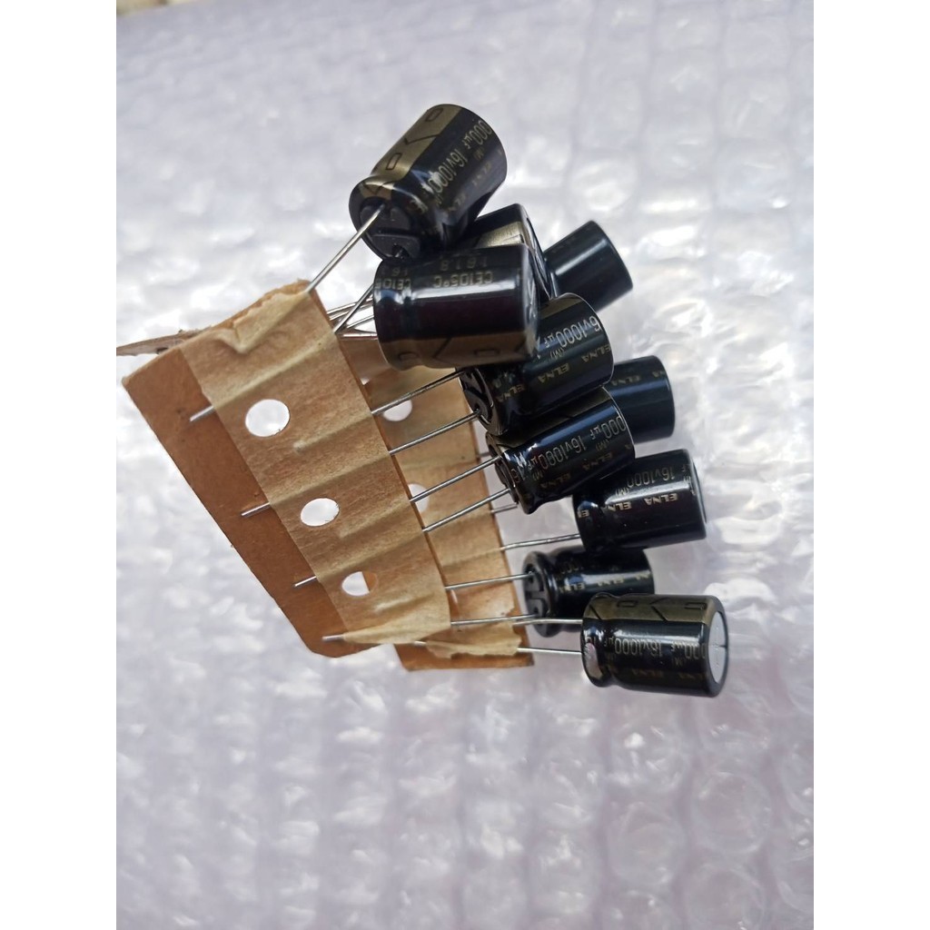 5ชิ้น/10ชิ้น/100ชิ้น  1000uf 16v ขนาด 12x10mm. 105C ELNA ของใหม่แกะกล่อง สีทองดำ 1000uF 16v พร้อมส่ง