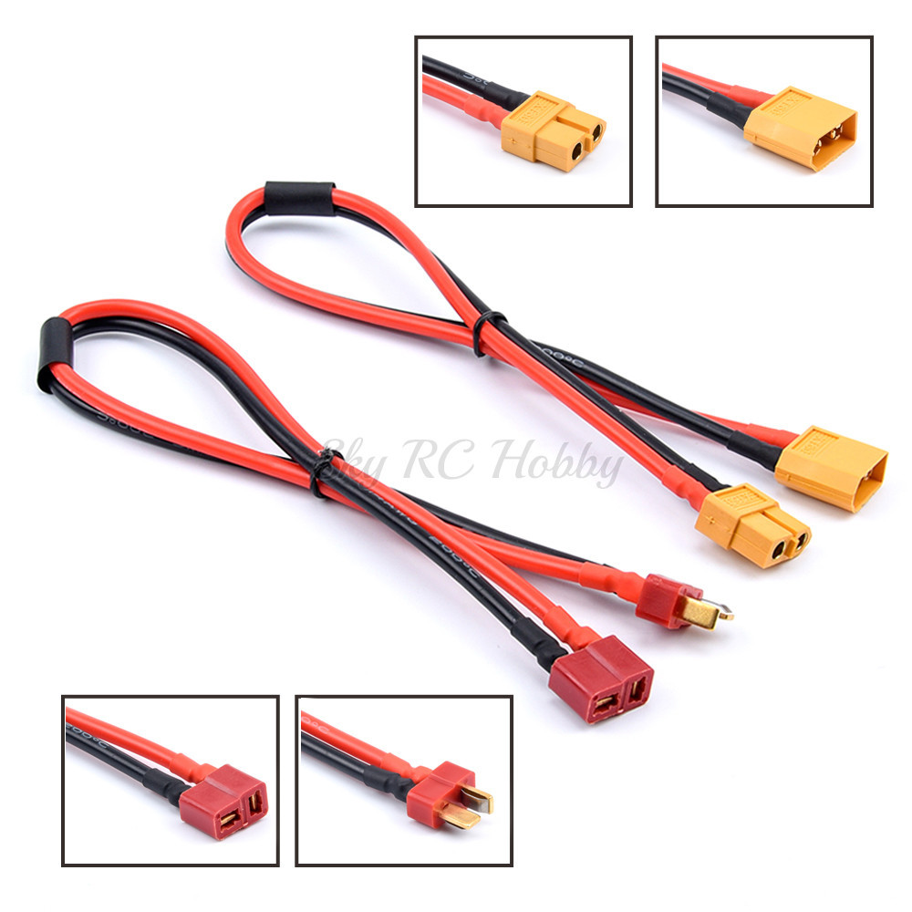 SK 1PCS Female Deans T / XT60 plug to Male XT60/T Connector Adapter 14AWG 300mm 30cm Extension Cable