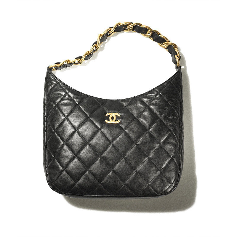 Chanel/Chanel Women's Bag BORSA HOBO GRANDE Classic Sheepskin Diamond Pattern Shopping Casual Large Black Tramp
