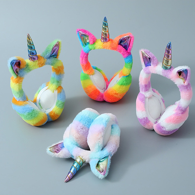 สาว Warm Unicorn หูฟังฤดูหนาวผู ้ หญิงขนสัตว ์ Earmuffs ฤดูหนาวอุปกรณ ์ เสริม Earmuffs Warm ผู ้ หญิงคริสต ์ มาสแถบคาดศีรษะ