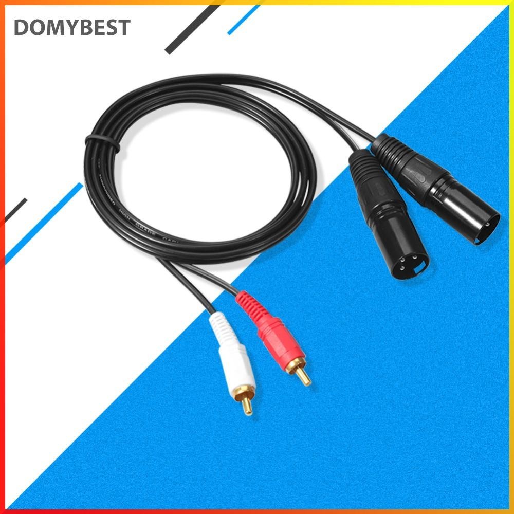 ❤ Domybest 2 RCA Male To Dual XLR ชาย HIFI สเตอริโอสายสัญญาณเสียงสีดํา AU