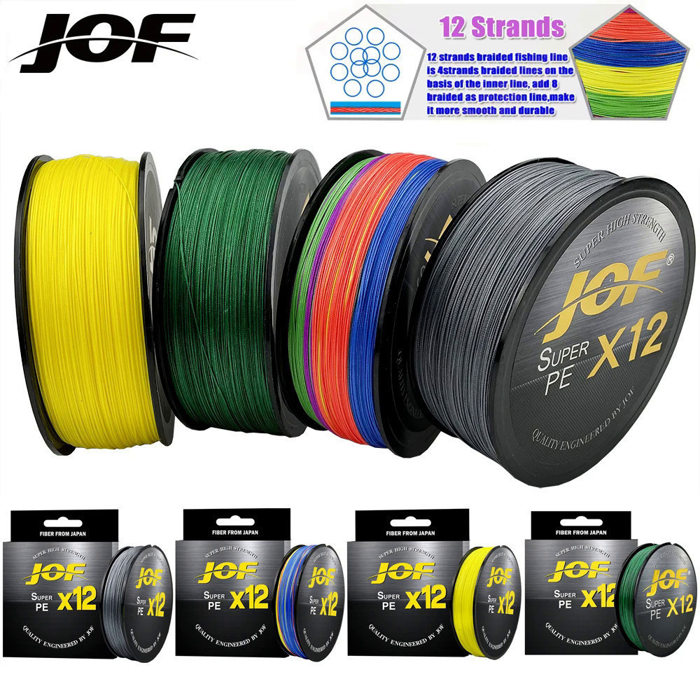 สายตกปลาถัก JOF X12 Super Smooth 100/300/500M 12 เส้น ญี่ปุ่น Multifilament 100% PE อุปกรณ์สําหรับรอกตกปลา