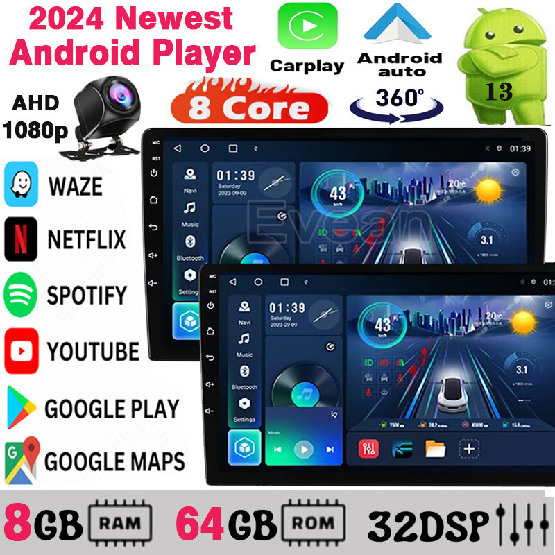 [ 8gb RAM + 64GB ROM 8Core ]2024 เครื่องเล่น Android รุ่นใหม่ล่าสุด 9 "10" นิ้ววิทยุติดรถยนต์ 2DIN Car Multimedia เครื่องเล่น MP5 WIFI 360 กล้องนำทาง GPS AHD 1080P กล้องแยกหน้าจอ DSP