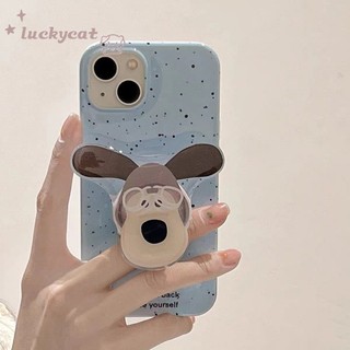 เคสโทรศัพท์มือถือ แบบนิ่ม ลายน่ารัก สีฟ้า พร้อมขาตั้ง สําหรับ iPhone 15 14 13 12 11 Pro Max X Xr Xs Max 7 8 Plus SE2020