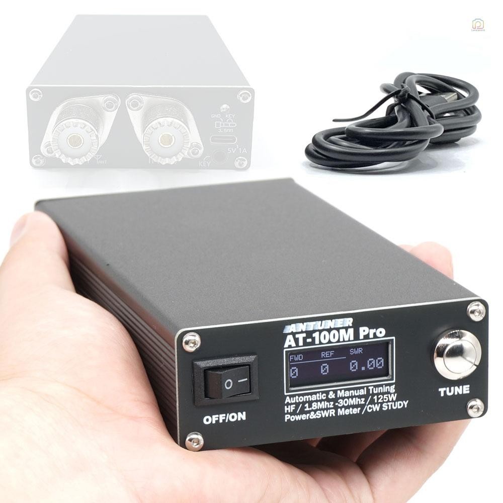 At100m Pro เสาอากาศจูนเนอร์ 1.8Mhz-30Mhz อัตโนมัติปรับแต่งอุปกรณ์ 125W Power & Standing Waves Meter 