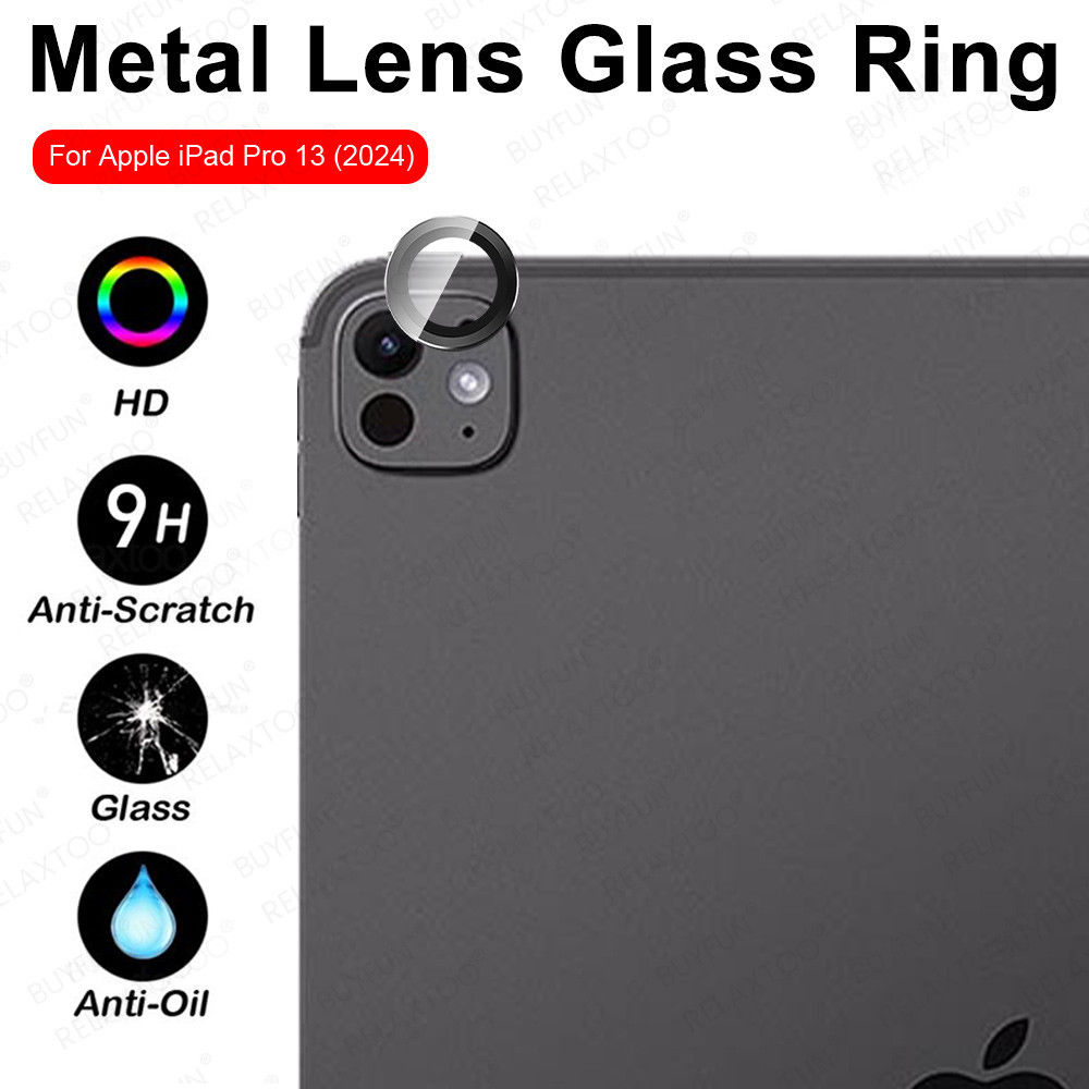 For Apple iPad Pro 13 (2024) Rear Alloy Lens Tempered Glass Ring Case i Pad Air 11 inch 7th 6th 3D Camera Screen Protector Cover