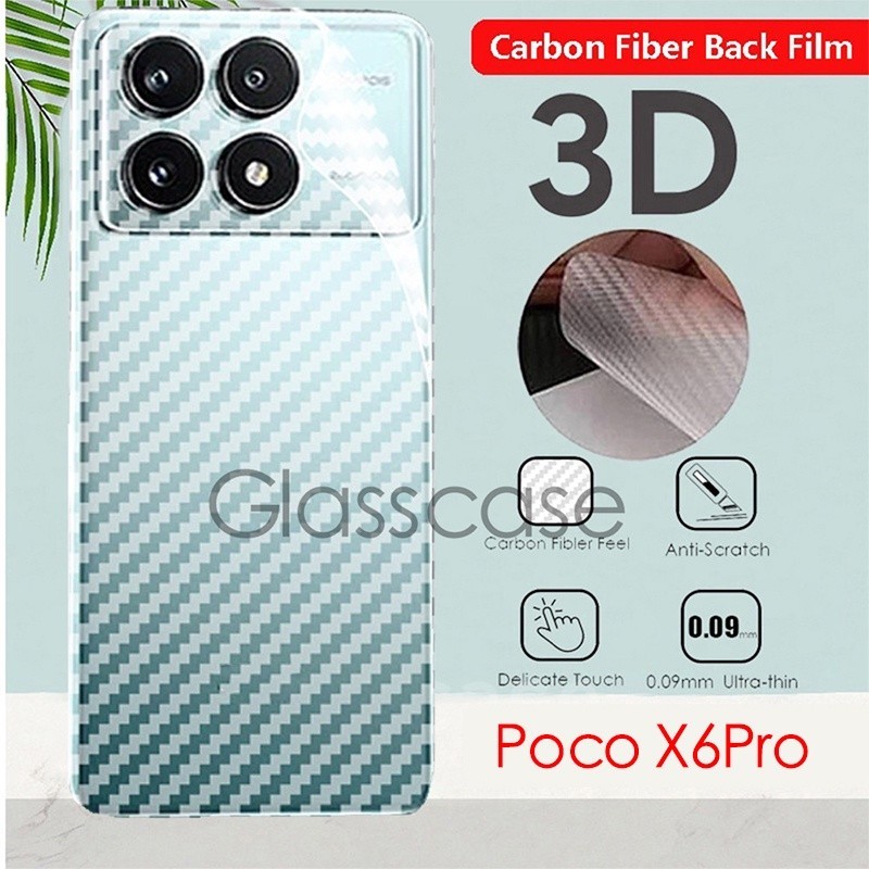 สําหรับ Xiaomi Poco F6 X6 M6 pro F6pro X6pro M6pro PocoF6pro PocoX6pro PocoM6pro 4G 5G 3D คาร์บอนไฟเบอร์ Anti Slip ป้องกันด้านหลังป้องกันหน้าจอกลับฟิล์มไม่กระจกนิรภัย