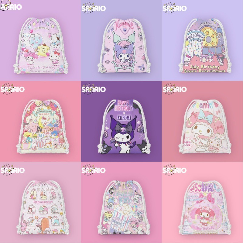 Sanrio กระเป๋าสำหรับผู้หญิง กระเป๋าหูรูด กระเป๋าผ้า สไตล์เกาหลี แฟชั่นมา น่ารัก -drawstring pocket