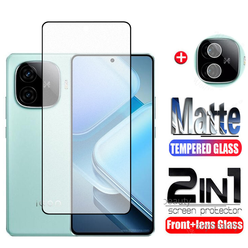 2in1 Matte Screen Protector สําหรับ IQOO Z9 Turbo Z9X 5G 2024 กระจกนิรภัย Frosted Anti-ลายนิ้วมือกล้องฟิล์มสําหรับ iqooZ9 iqooZ9X Z9Turbo iqooZ9Turbo ฟิล์มป้องกัน